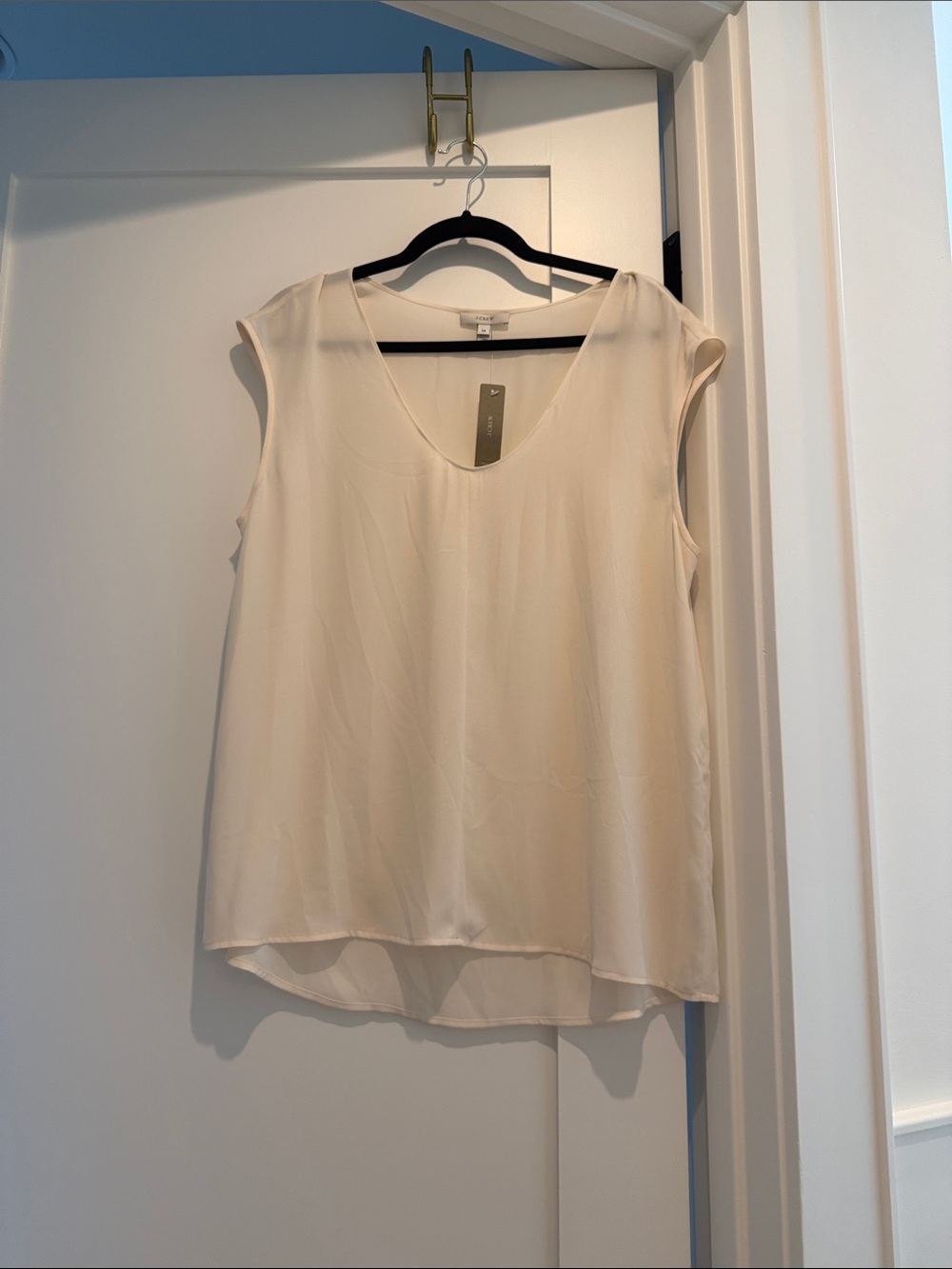 J. Crew Cream Sleeveless V-Neck Blouse